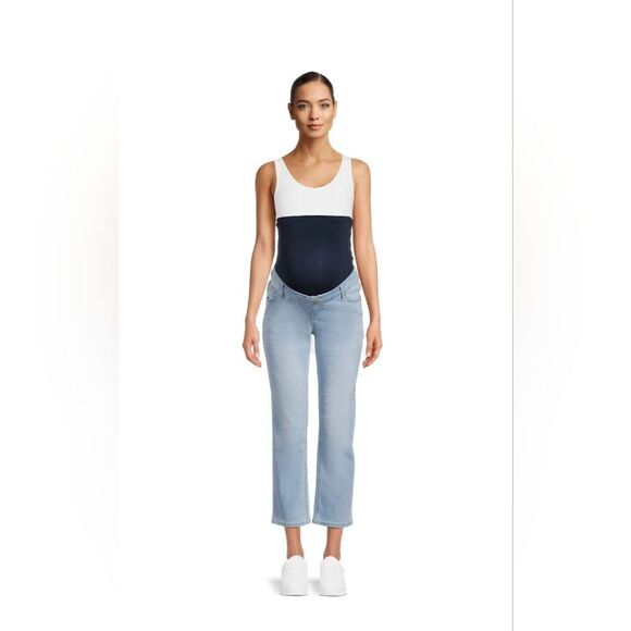 Nwt Time and Tru Women's Maternity Straight Jeans with Belly Band - Picture 3 of 7